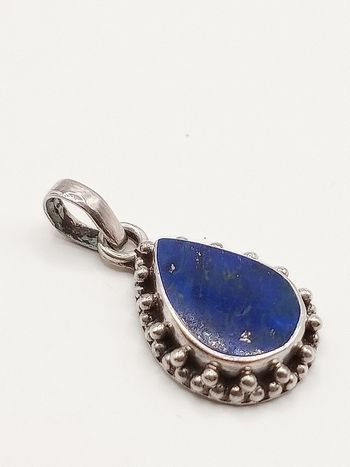 Ciondolo vintage goccia argento 925 pietra lapislazzulo