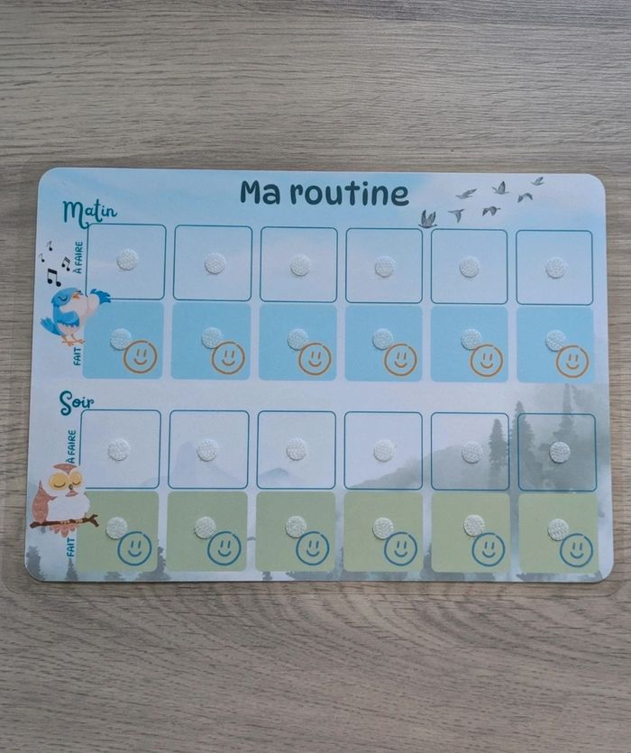 Tableau de routine enfant matin et soir oiseau chouette, 30 vignettes - photo numéro 5