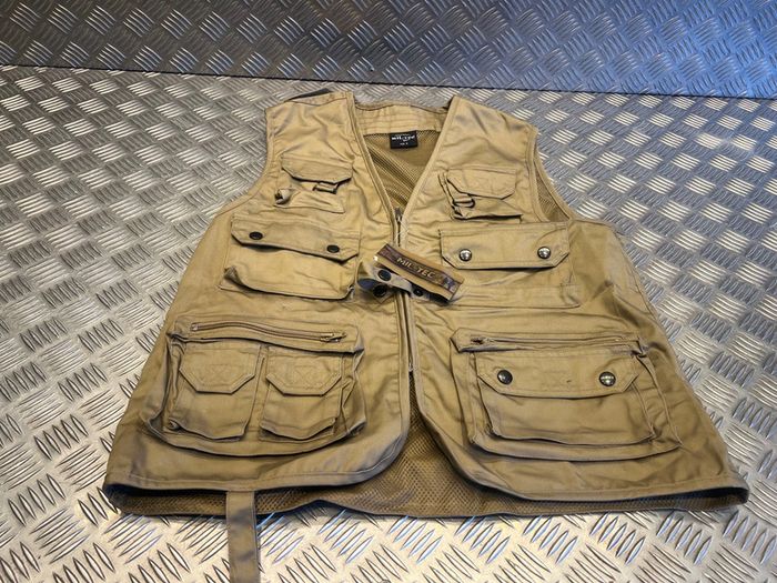 veste gilet sans manche reporter 14 poches coyote mil-tec 10701104 taille s neuf