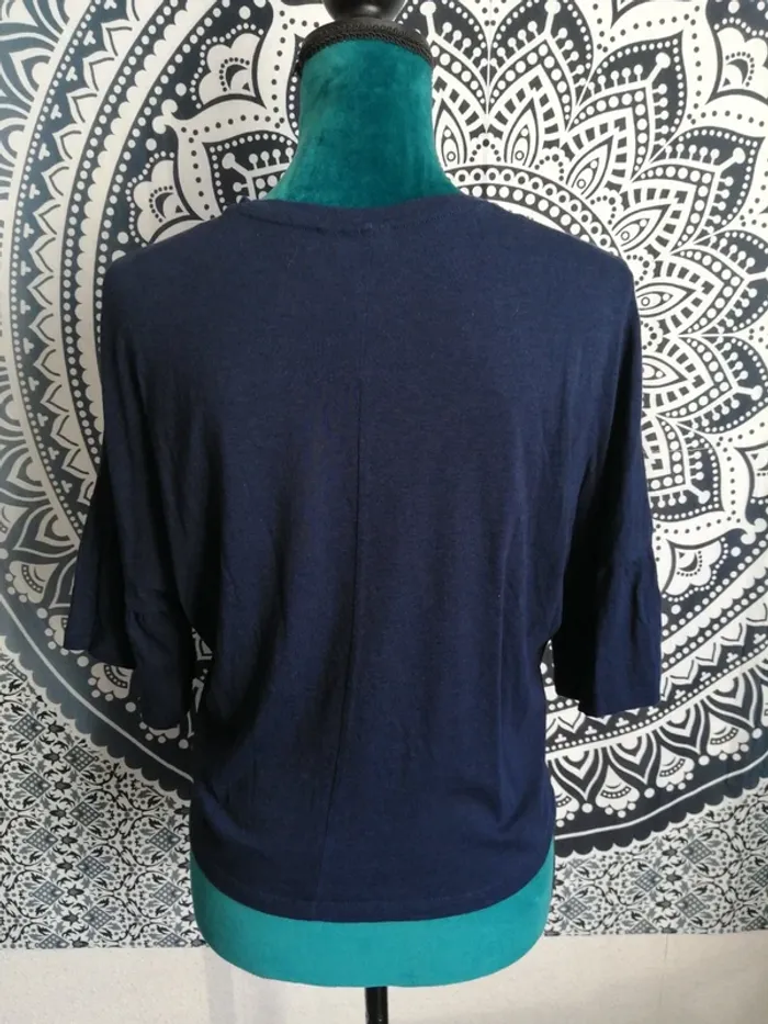 Tee-shirt bleu marine à message avec manches à volant / lola paris / (M) - photo numéro 5