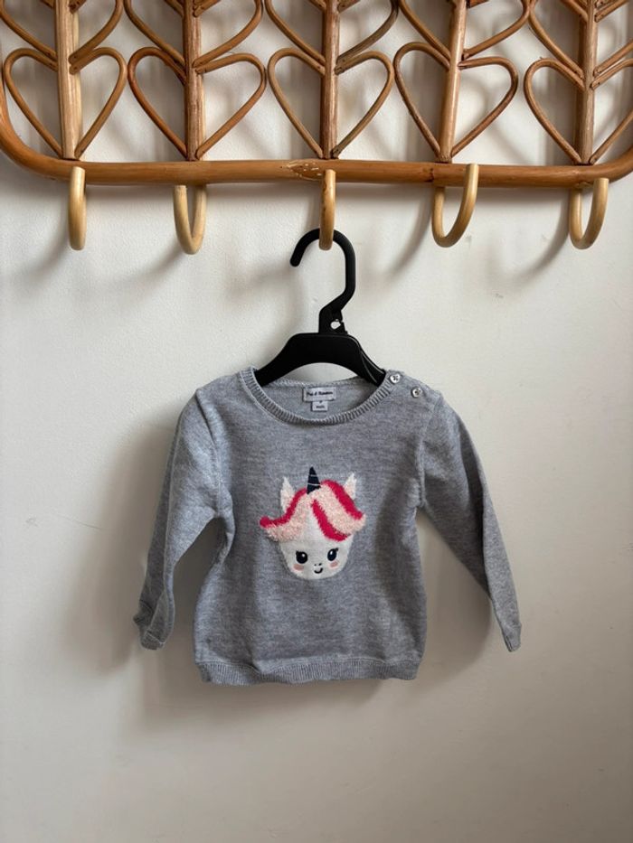 Pull gris licorne 9 mois