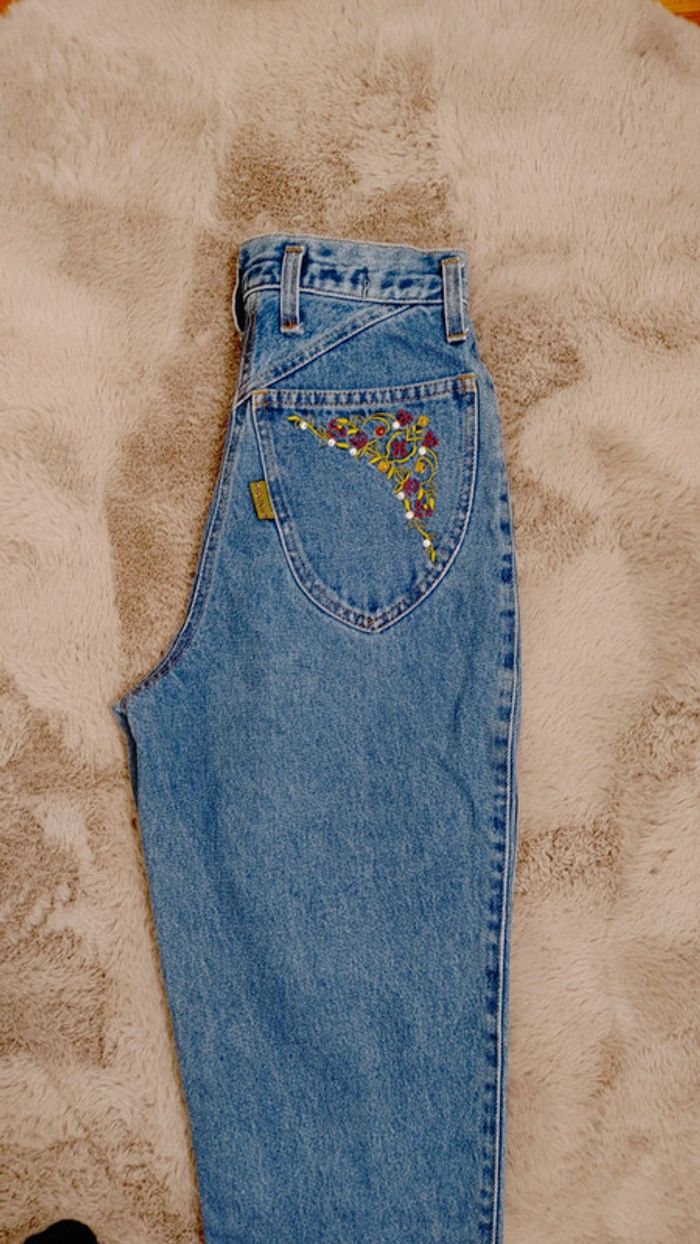 Jean brut vintage taille haute 100% coton made in Italy brodé cappopera