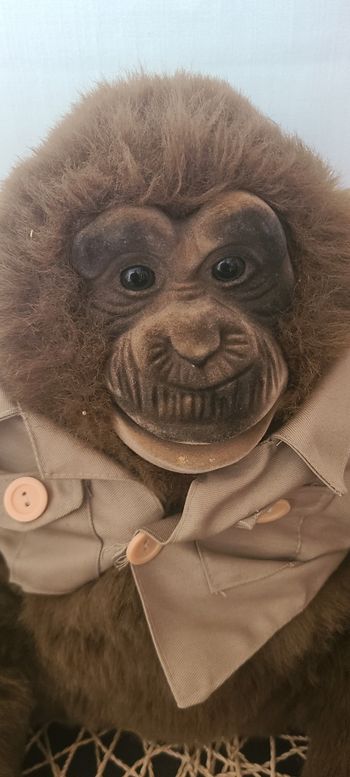 Peluche vintage singe aventurier
