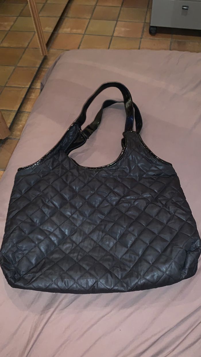 Sac Little Marcel noir matelassé et cuir intérieur rayé - photo numéro 2