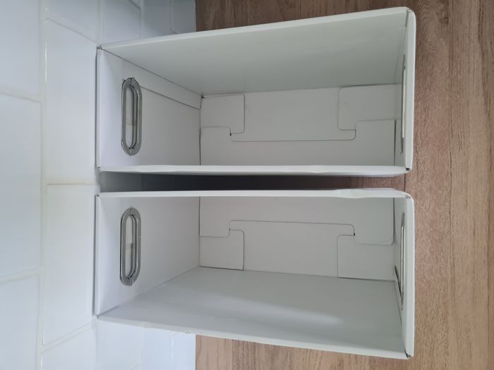 2 boîtes de rangement pliantes en carton blanc - photo numéro 4