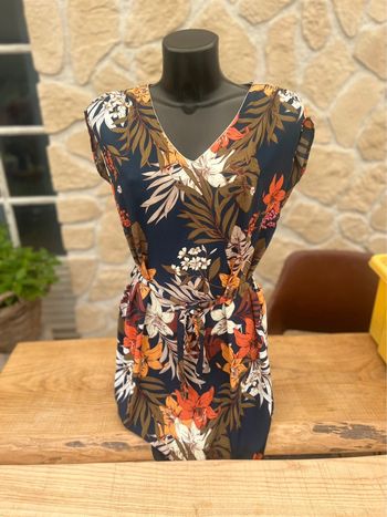 Robe taille L 40 by one tropicale casual fleurs