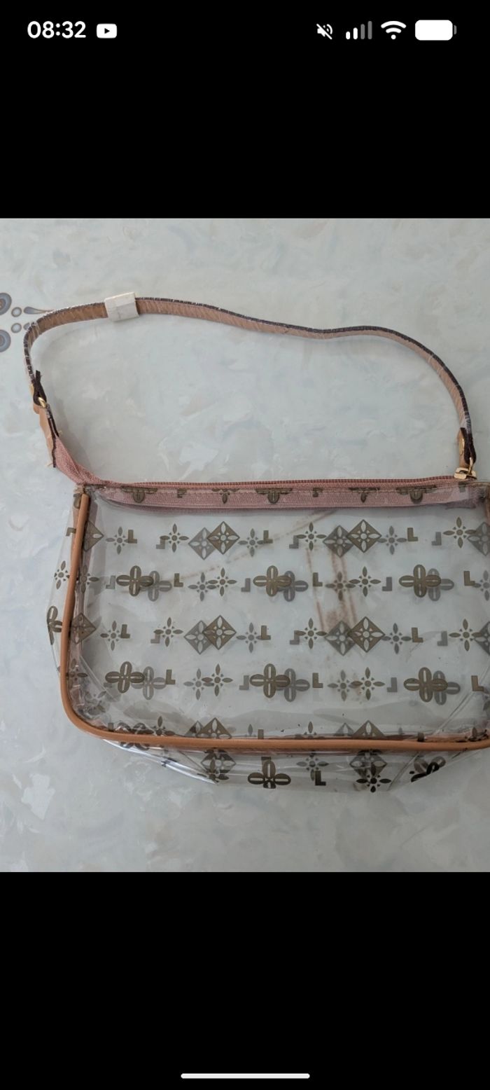 Magnifique sac vintage transparent imprimé beige-camel. - photo numéro 2