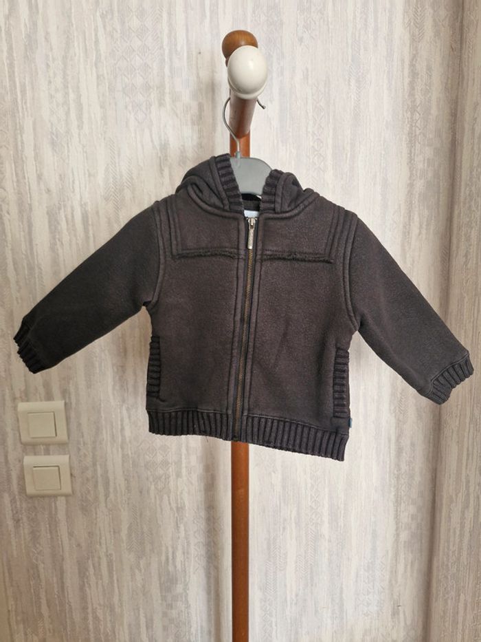 Manteau zippé capuche bébé 12 mois Obaïbi Coton Polyester