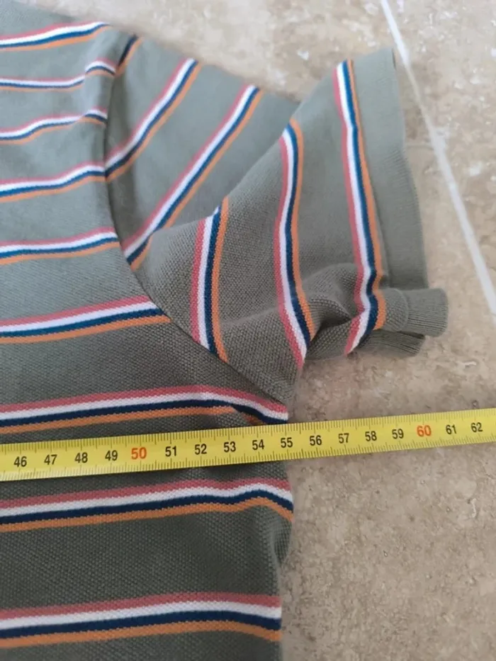 Polo Ralph Lauren homme L marron clair rayures colorées logo orange bon état général - photo numéro 7