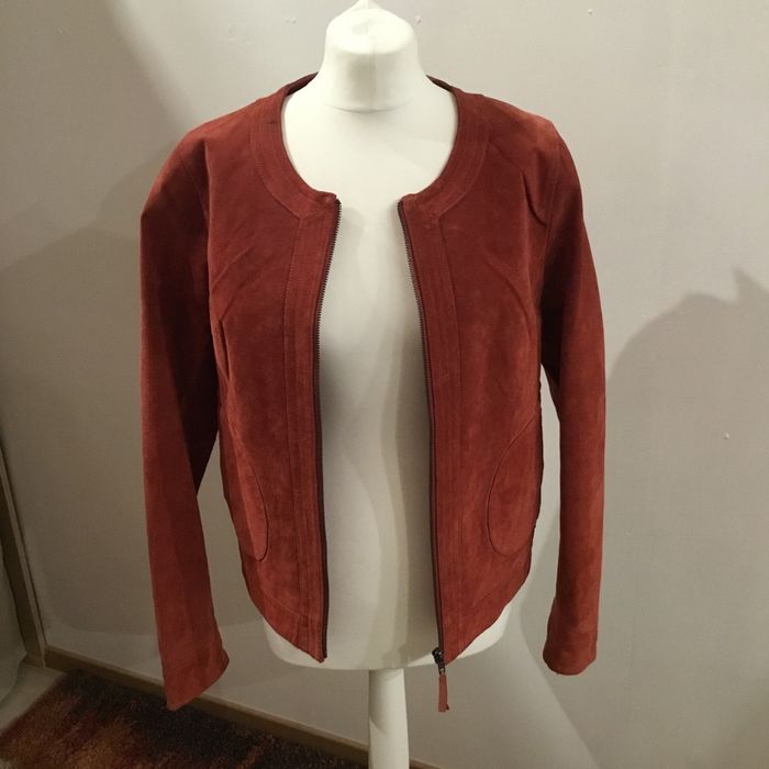 Blouson femme en daim rose foncé - photo numéro 2