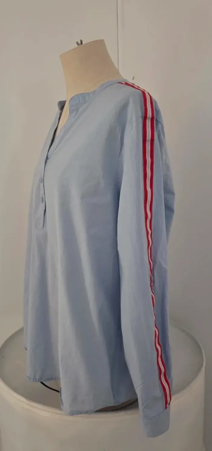 Blouse Esmara bleu bande rouge et blanc - photo numéro 5
