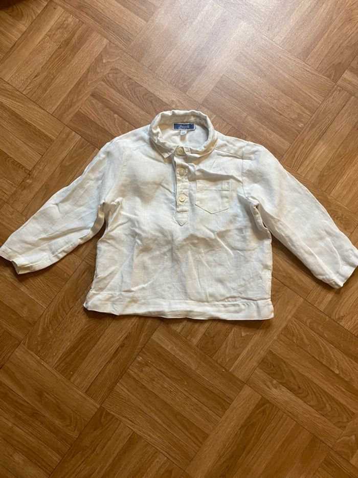 Polo manches longues blanc taille 12 mois Jacadi