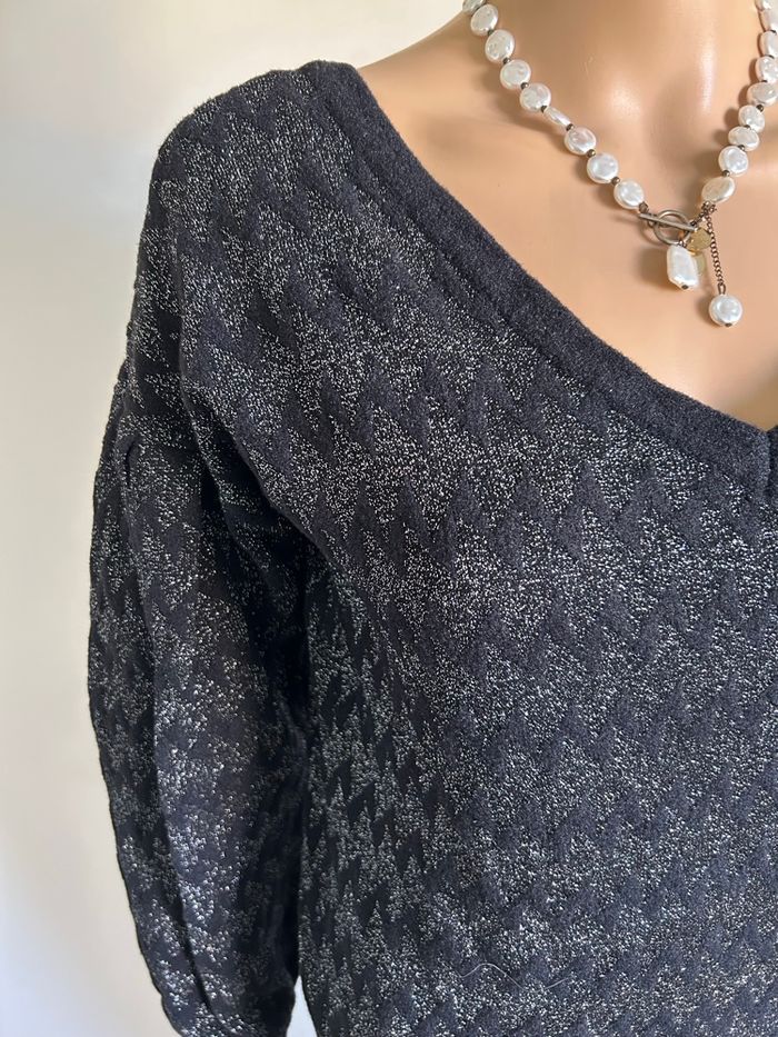 Pull noir et argenté pailleté Naf Naf taille XS excellent état - photo numéro 4