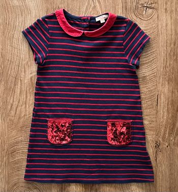Robe manches courtes bleu marine et rouge Du Pareil au Même, fille, 5 ans (110cm)