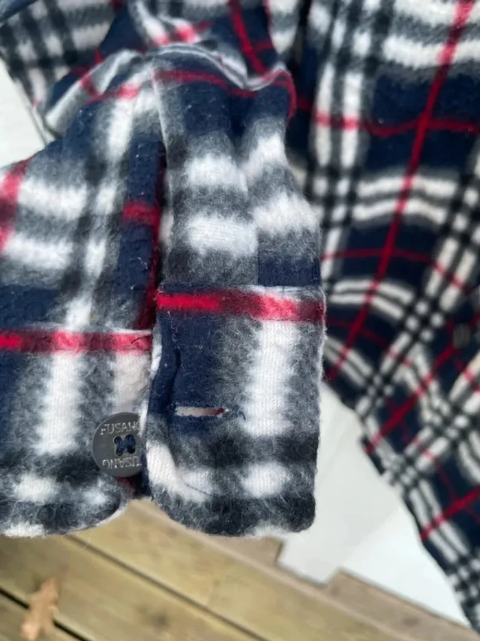 Lumberjack Flannel Plaid Polaire shirt chemise blue red black white Mens XL - photo numéro 7