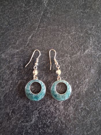 Boucles d'oreilles bleu turquoise et métal 