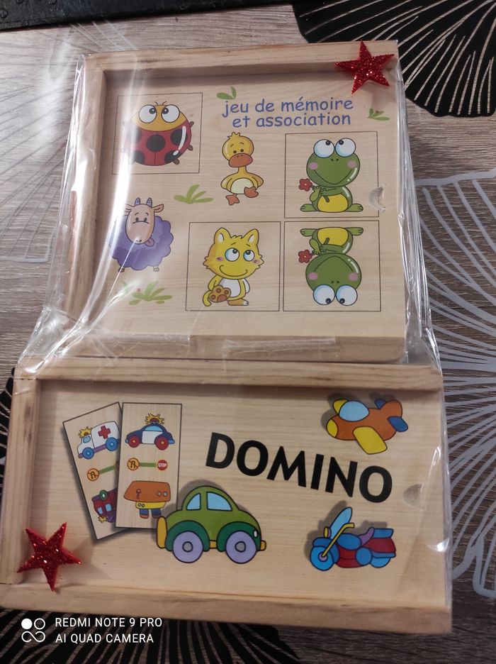 Lot jeux bois domino/ jeu association - photo numéro 2