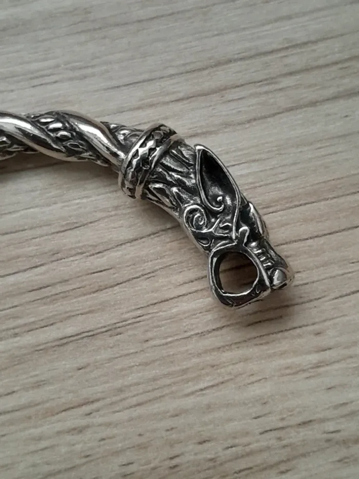 Bracelet Ragnar Lothbrok, Série Vikings, homme, tête de loup, argenté - photo numéro 5