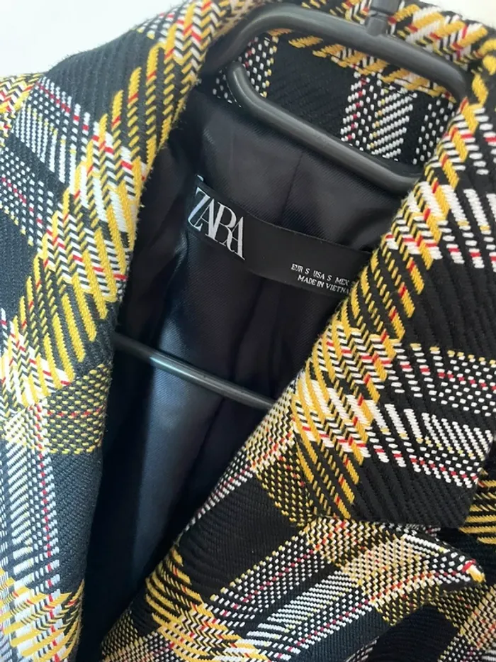 Zara Veste blazer tailleur à carreaux oversize taille S - photo numéro 8