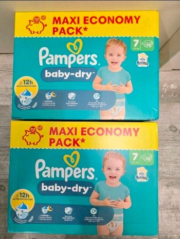 🍼 Pampers Baby-Dry – Taille 7 (+15 kg) – Lot 2x72 couches – Neuf