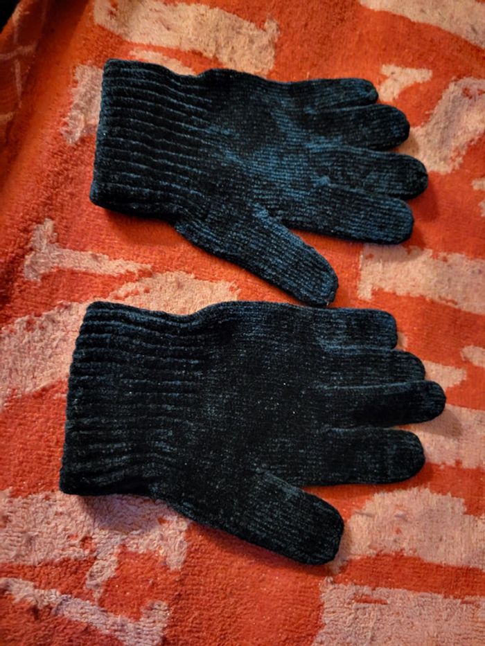 Gant velours marine t 7 ou t 7,5 femme neuf - photo numéro 4