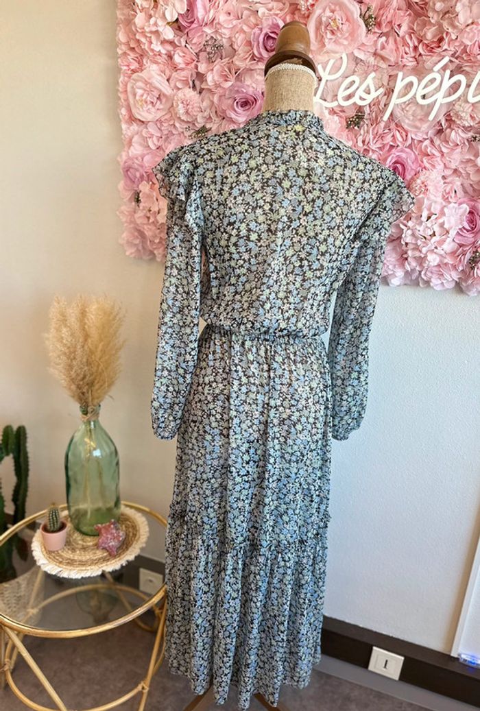 Robe longue bleu à motifs fleuris, modèle Renaza, taille 36 - Maje - photo numéro 13