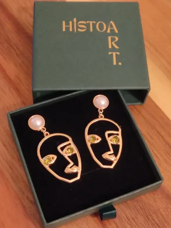 Boîte coffret cadeau bijoux boucles d'oreilles art abstrait neuf
