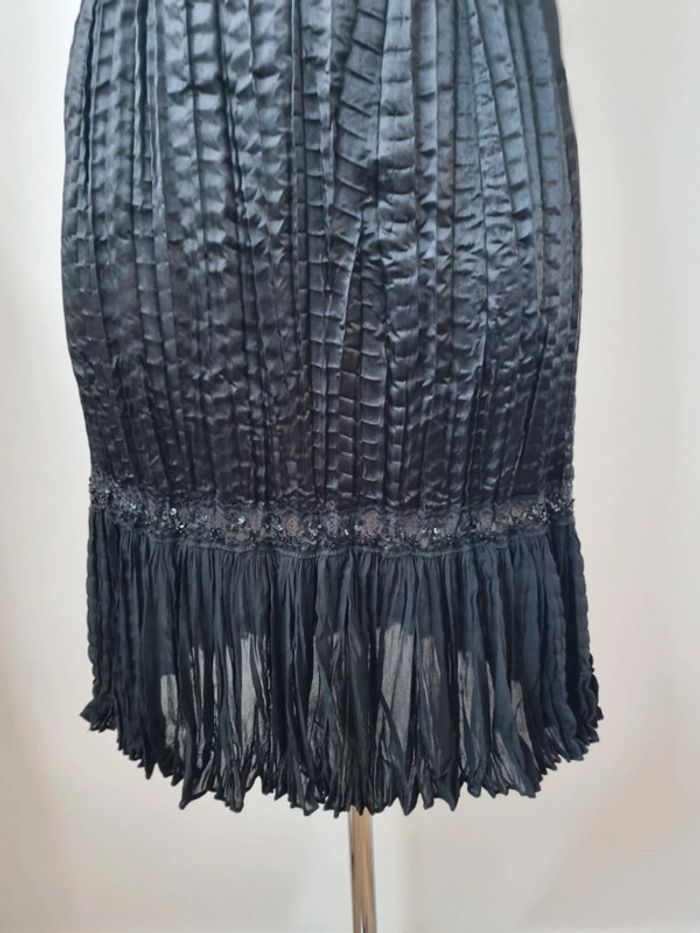 Robe noir brodé évasé vintage - photo numéro 8