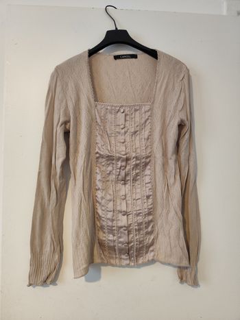 Blouse beige bi-matière taille 42 Caroll