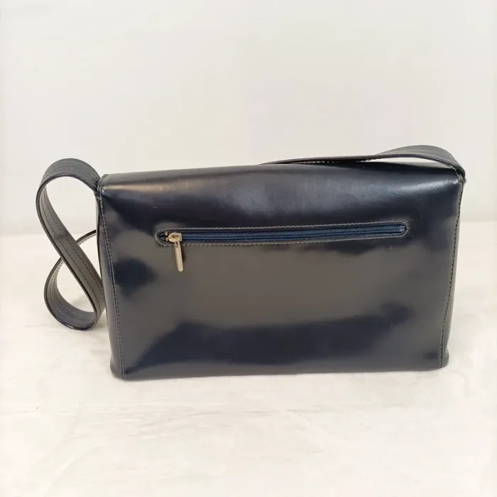 Sac bandoulière bleu marine en cuir lisse vintage Texier S004 - photo numéro 3