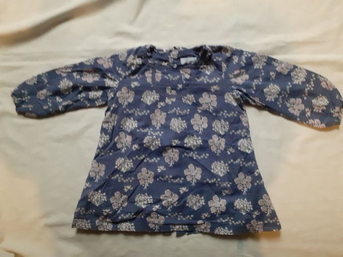 Tunique bleu motif lilas