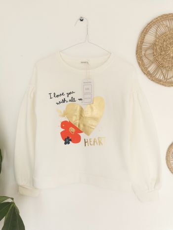 Sweat en molleton écru motif cœur Orchestra 10 Ans