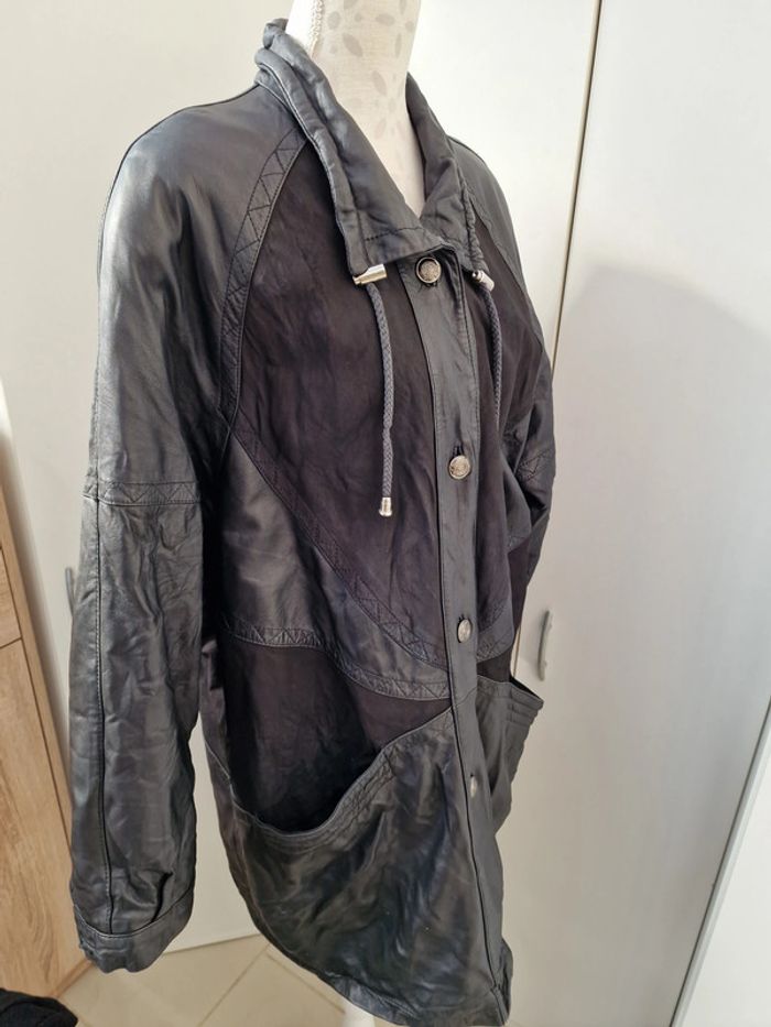 Veste Vintage Cuir Noir - photo numéro 10