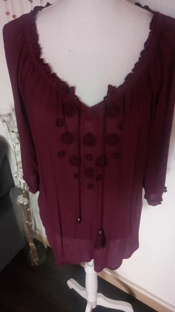 Blouse motif fleur violette - photo numéro 3