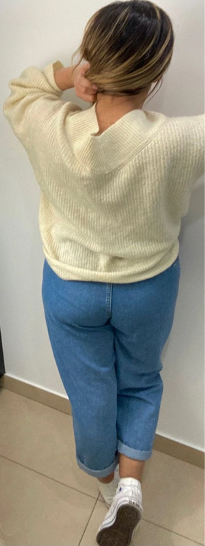 Superbe Pull Ample Crème Col V Taille M Et Plus - photo numéro 8