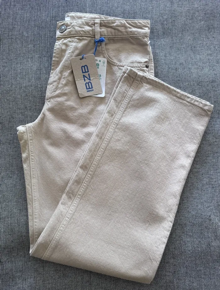 Pantalon BZB Homme - Coupe Relaxed Côtelé Beige - Taille 42 - Neuf avec Étiquette - Valeur 25€