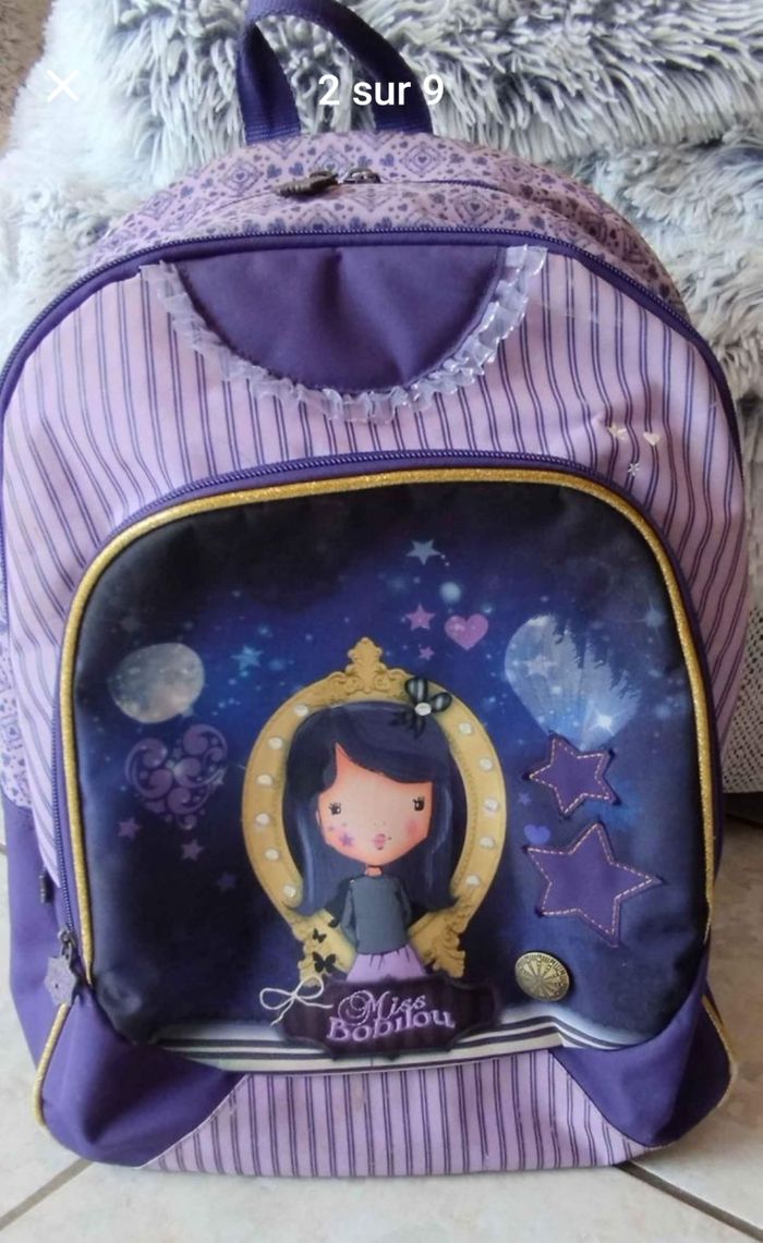 Cartable Miss Bobilou, 3 compartiments, très bon état - photo numéro 2