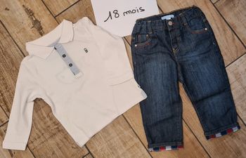 Ensemble pantalon en jean + tee-shirt manches longues garçon