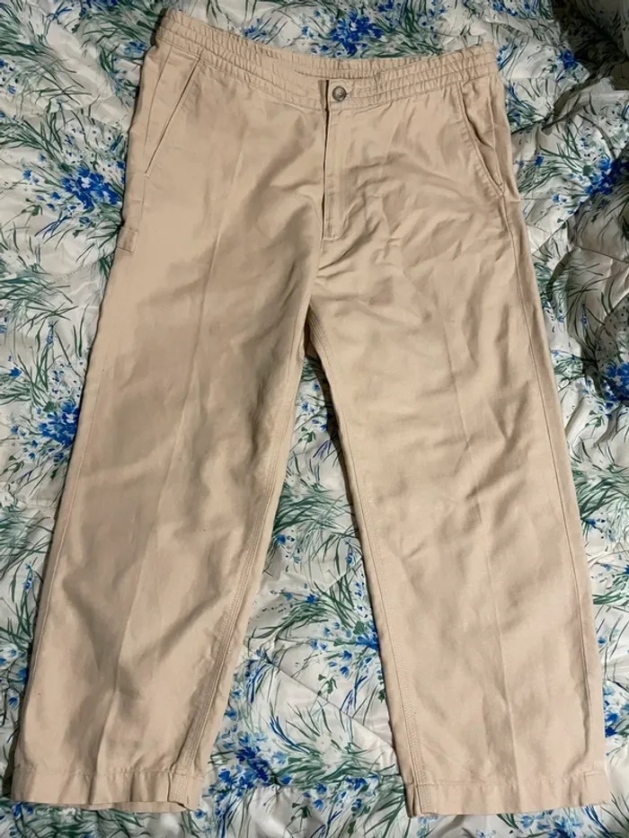 Pantalon cargo court en coton et lin