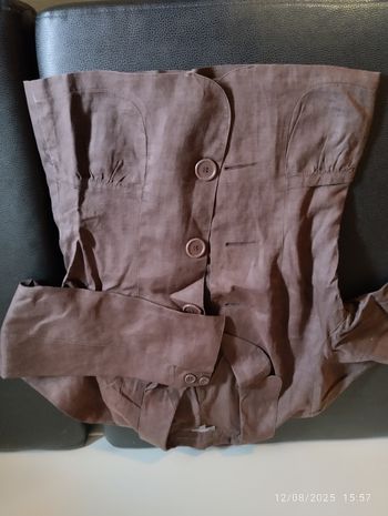 Veste chocolat en lin Phildar taille 38