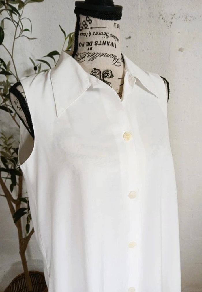 👚 Chemise longue sans manches blanche – Taille 38/40 – Très bon état - photo numéro 7