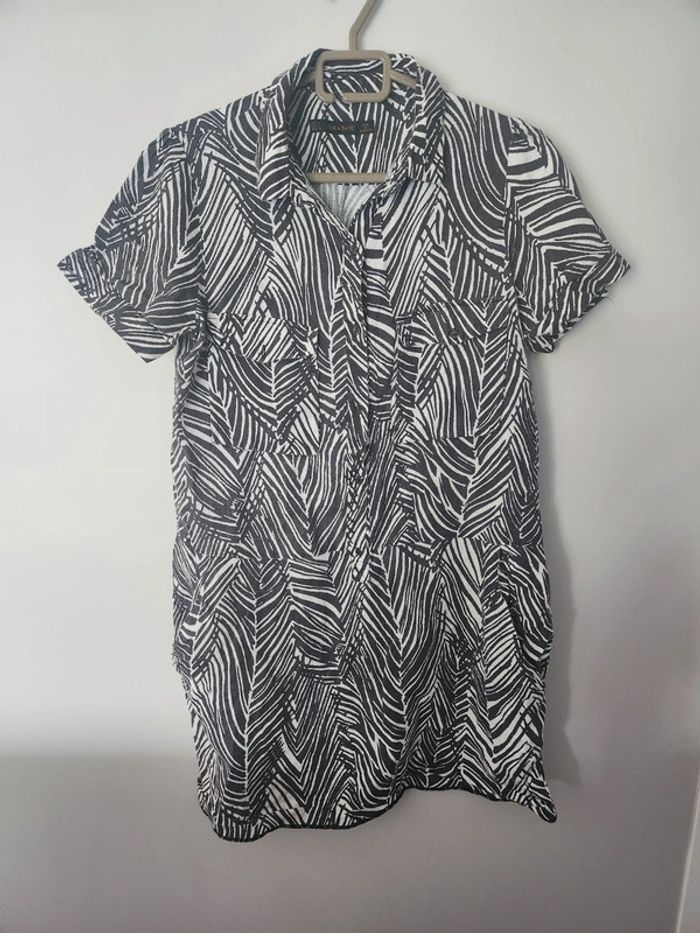 Robe tunique blouse longue Zara taille L motifs zèbre noir et blanc