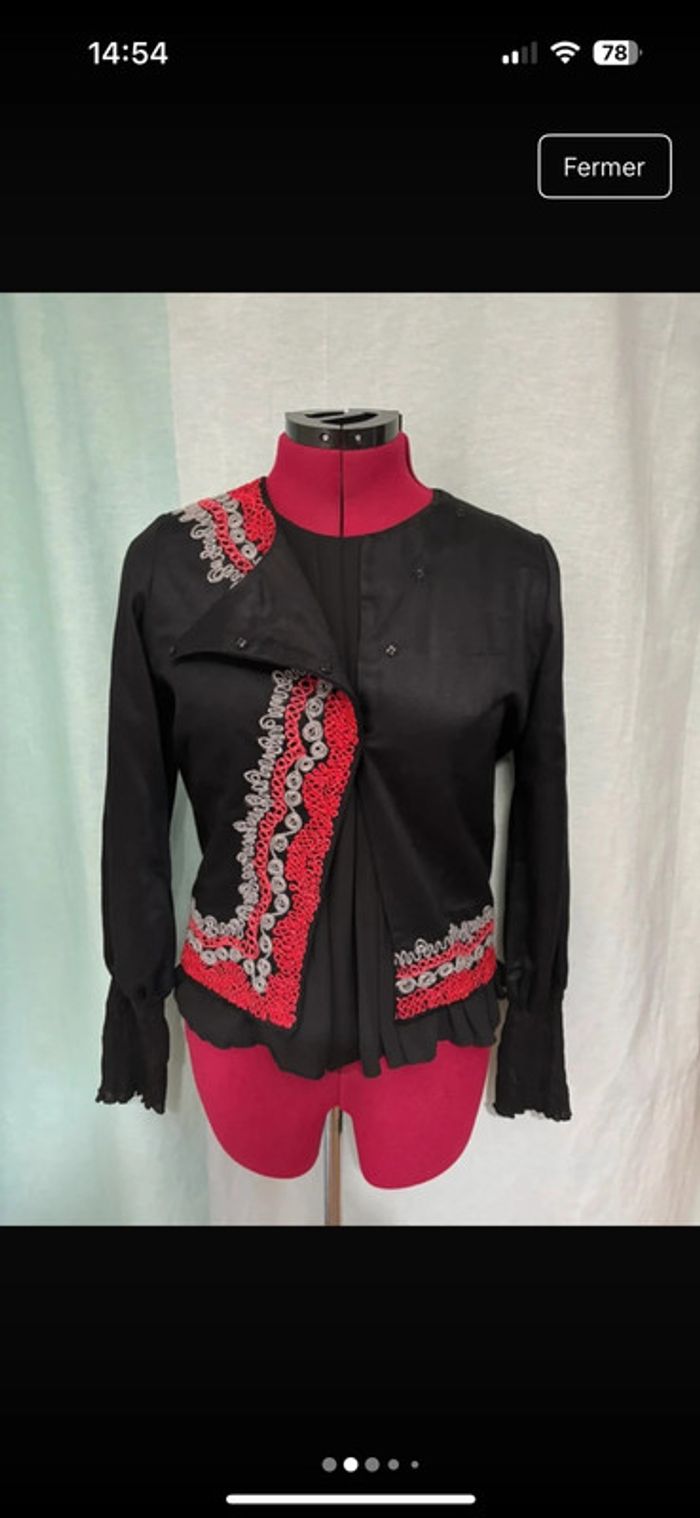 Superbe veste chic noire avec broderies Yokana S/36 - photo numéro 2