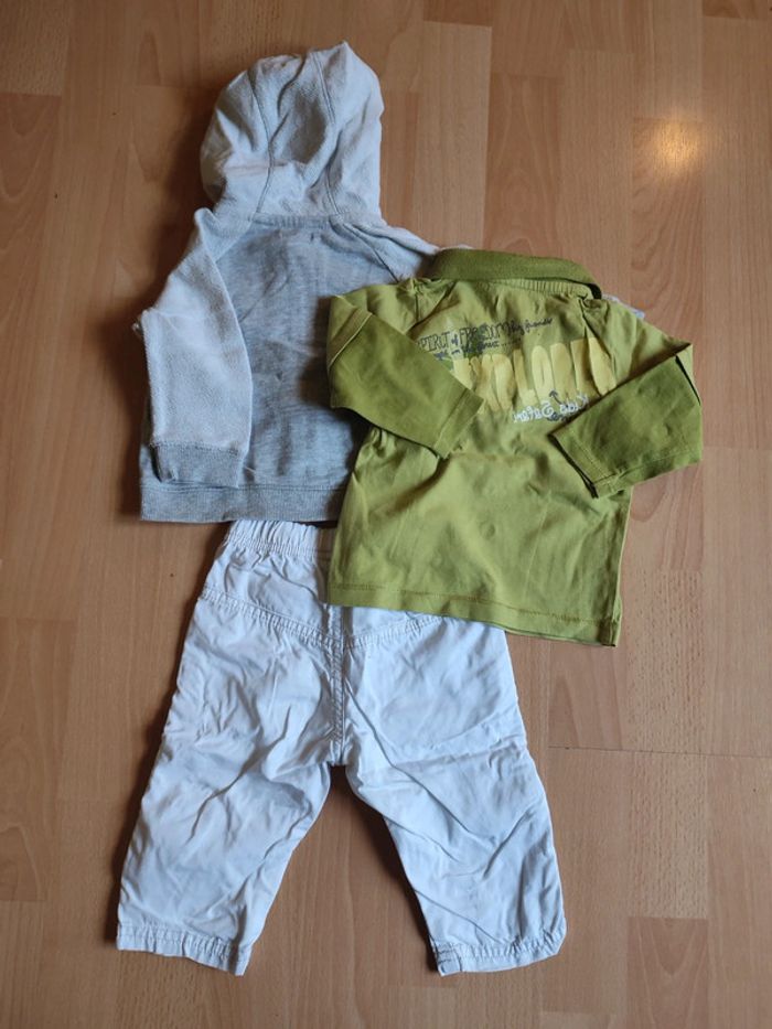 Lot ensemble pantalon t-shirt manches longues sweat zippé à capuche en 6M - photo numéro 2