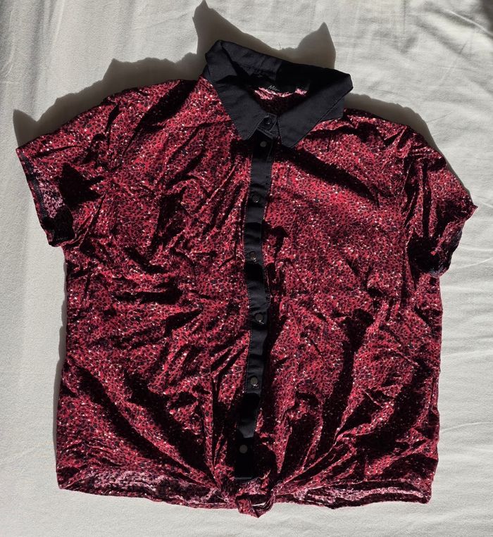 Mim Chemisier Léopard Viscose Rouge Noir Très bon état M
