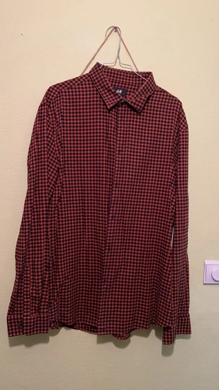 Chemise à carreaux H&M XL orange et noir