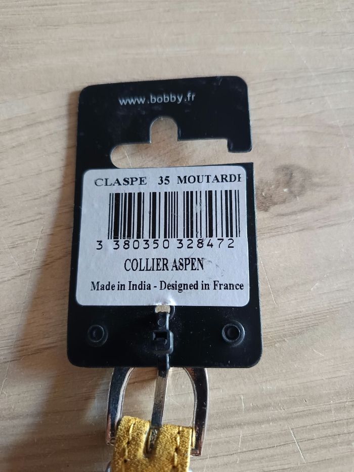 Collier bobby jaune moutarde 35 cm - photo numéro 3