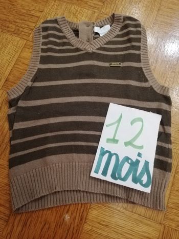 Pull manche courte garcon 12 mois obaïbi marron