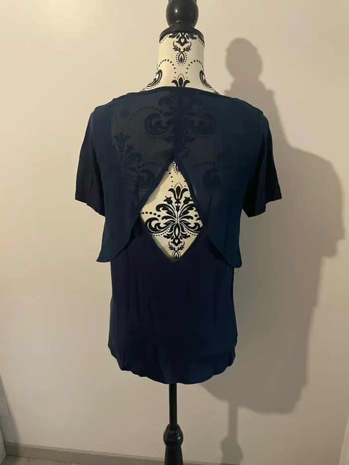 T-shirt manche courte bleu marine dos voile échancré Teddy Smith taille 40 - photo numéro 5