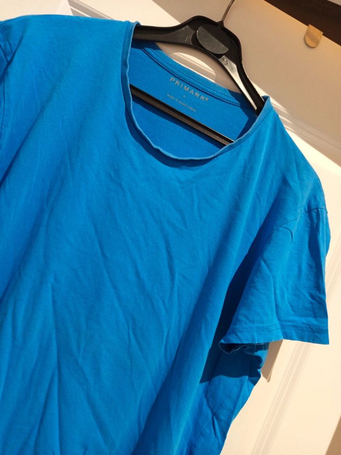 🔝 T-shirt uni manches courtes Primark bleu taille L 100 % coton - photo numéro 3